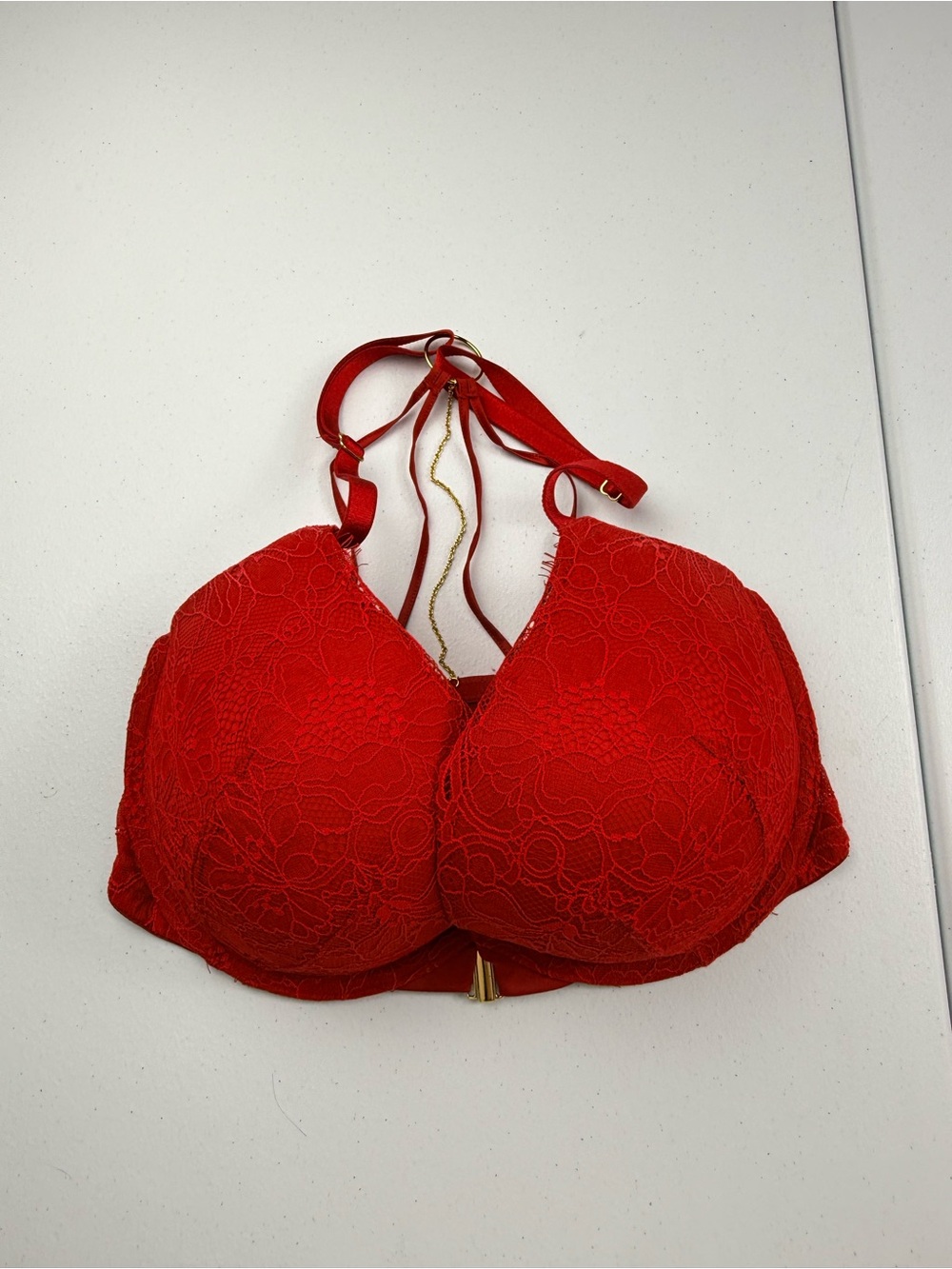 Victorias secret Red Lace Push-Up Bra with Decorative Strap Detail
